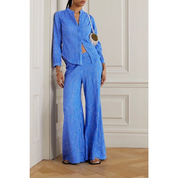 Suzie Kondi Elira Metallic Striped Cotton-Blend Gauze Wide-Leg - XL